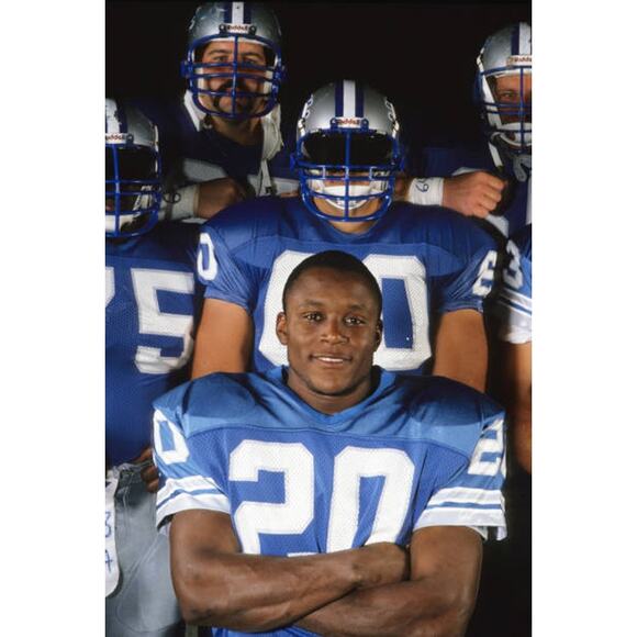 Barry SANDERS 90s Detroit Lions STARTER Reversible jersey XL blue white NFL vtg - Picture 15 of 16